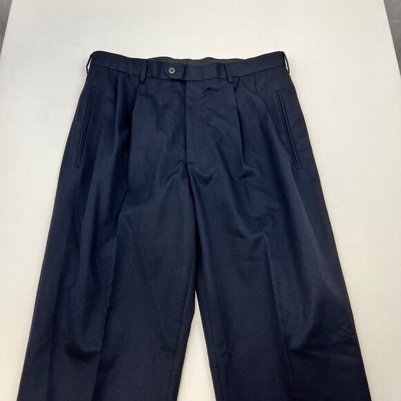 MASSINI Men’s Pleated Front Dress Pants Cuffed Navy Size 36x32 - Picture 2 of 8